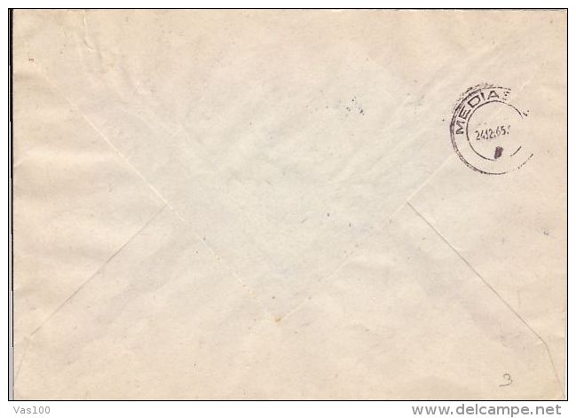 CORNELIAN CHERRY, POPLAR ADMIRAL BUTTERFLY, STAMPS ON REGISTERED COVER, 1965, ROMANIA - Briefe U. Dokumente