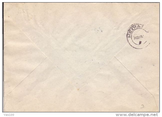 CORNELIAN CHERRY, POPLAR ADMIRAL BUTTERFLY, STAMPS ON REGISTERED COVER, 1965, ROMANIA - Covers & Documents