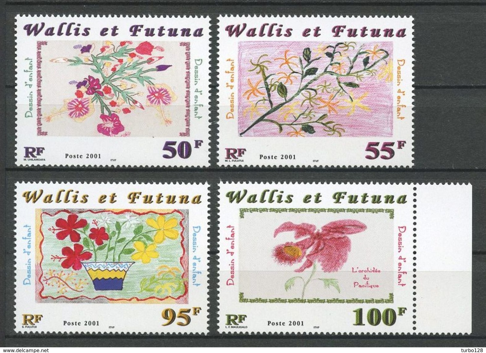 WALLIS FUTUNA 2001 N° 550/553 ** Neufs MNH. Superbes Cote: 8.40 &euro; Flore Fleurs Dessins D'enfants Flowers  Flora - Ungebraucht