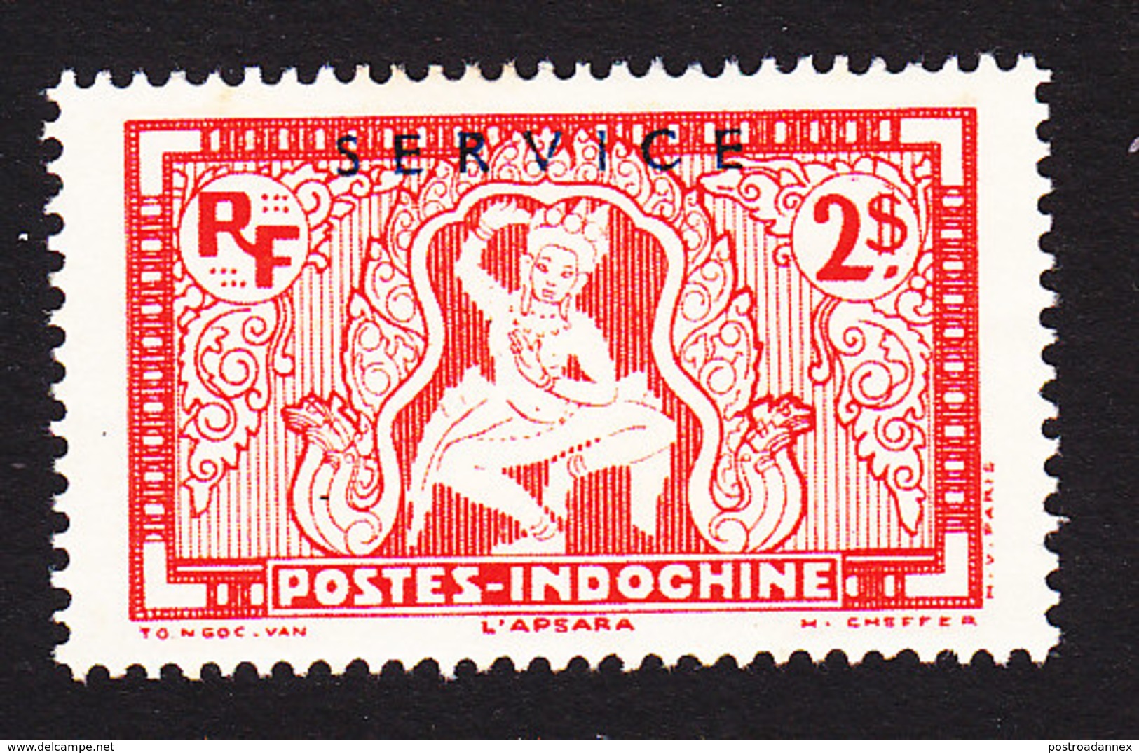 Indo China, Scott #O16, Mint Hinged, Celestial Dancer Overprinted, Issued 1933 - Timbres-taxe