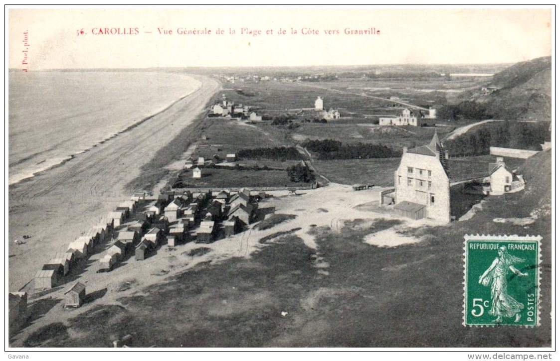 50 CAROLLES - Vue Générale De La Plage Et De La Côte Vers Granville    (Recto/Verso) - Andere & Zonder Classificatie