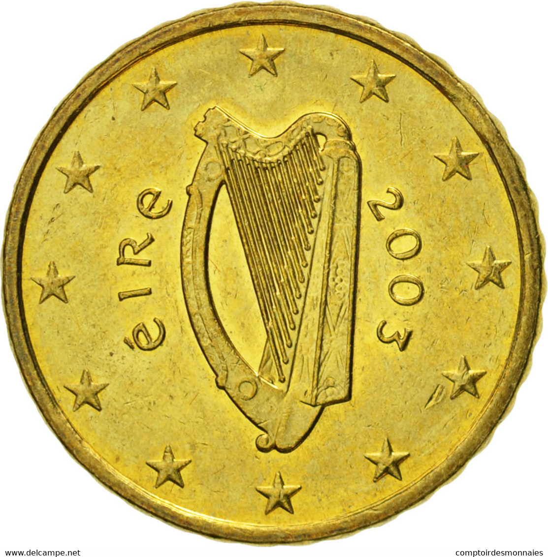 IRELAND REPUBLIC, 10 Euro Cent, 2003, TTB, Laiton, KM:35 - Irland