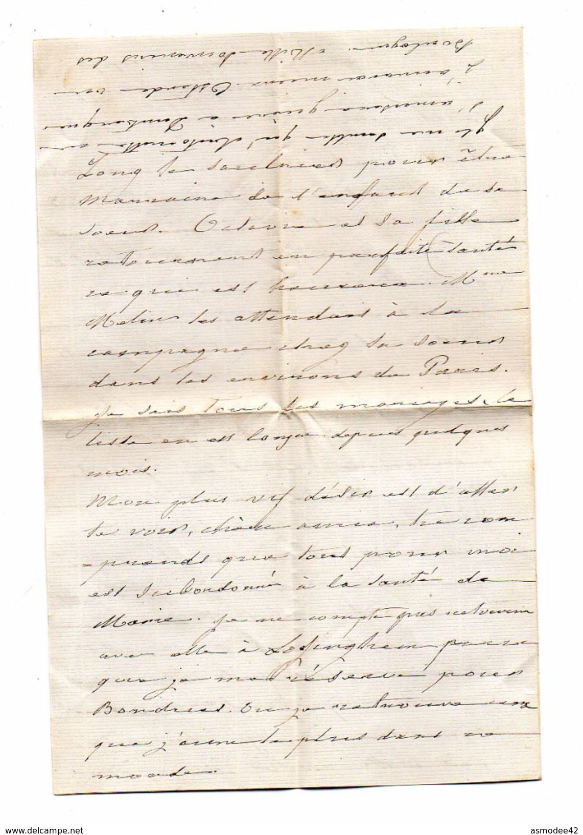 FRANCE  LETTRE 1854    CACHETS DOUAI   PARIS A CALAIS  TOURCOING - 1853-1860 Napoléon III.