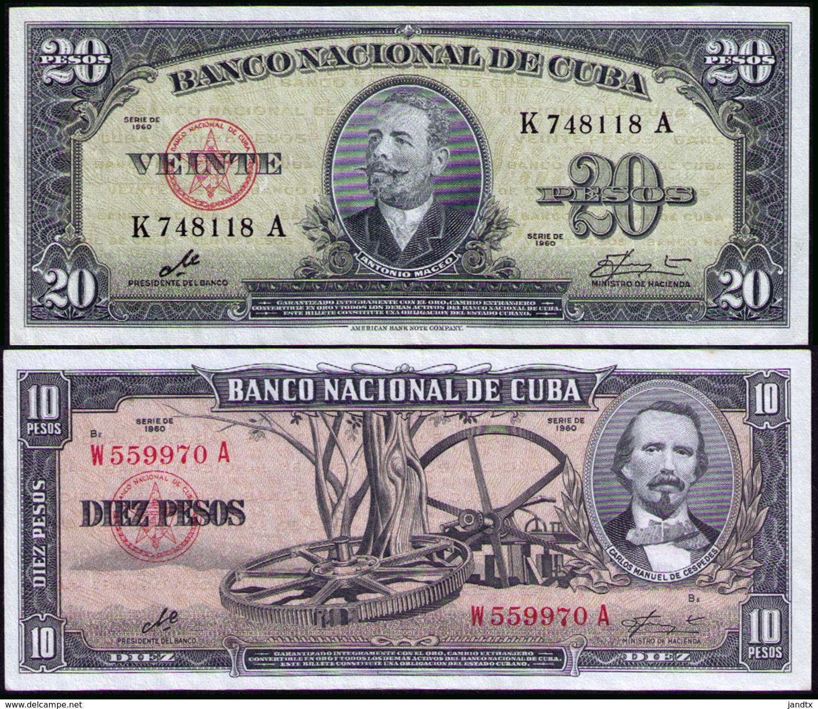 CUBA 10 - 20 PESOS 1961 FIRMA CHE AUNC-SC- - Cuba