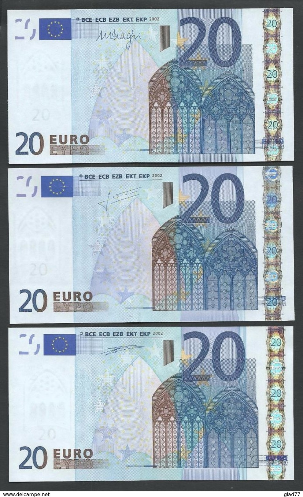 Complete Sret (3 P.) Greece "Y" 20  EURO GEM UNC! Duisenmberg/Trichet/Draghi Signatures! (For Printers See Description). - 20 Euro