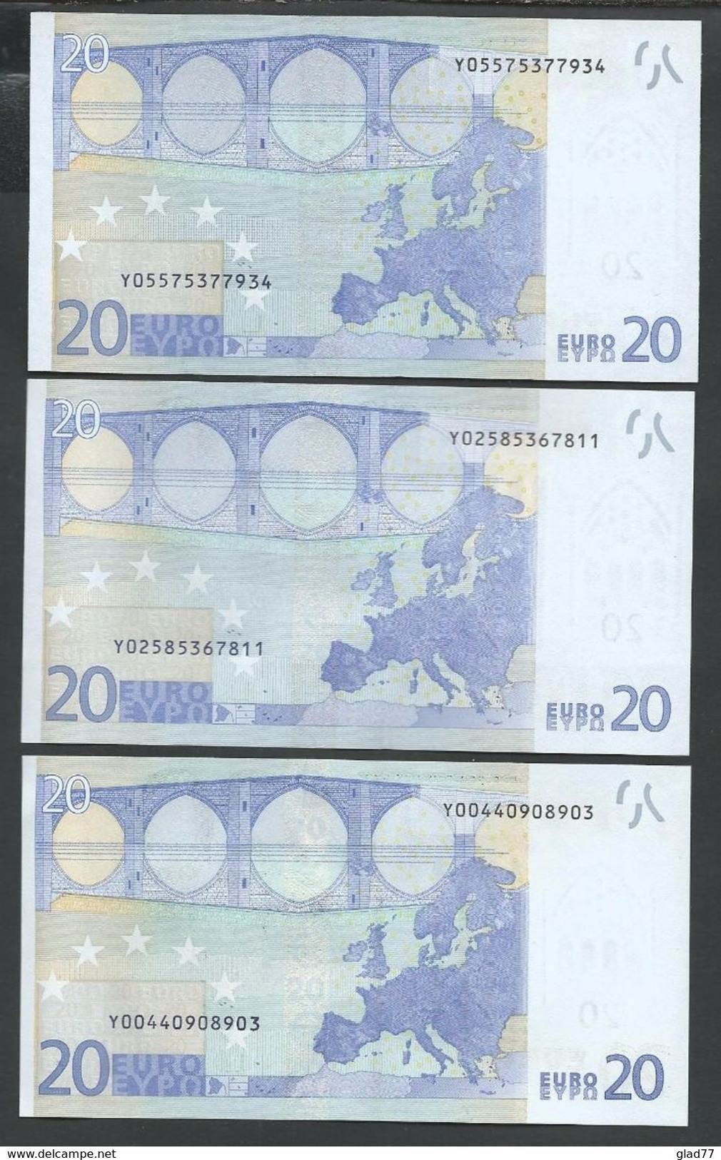 Complete Sret (3 P.) Greece "Y" 20  EURO GEM UNC! Duisenmberg/Trichet/Draghi Signatures! (For Printers See Description). - 20 Euro