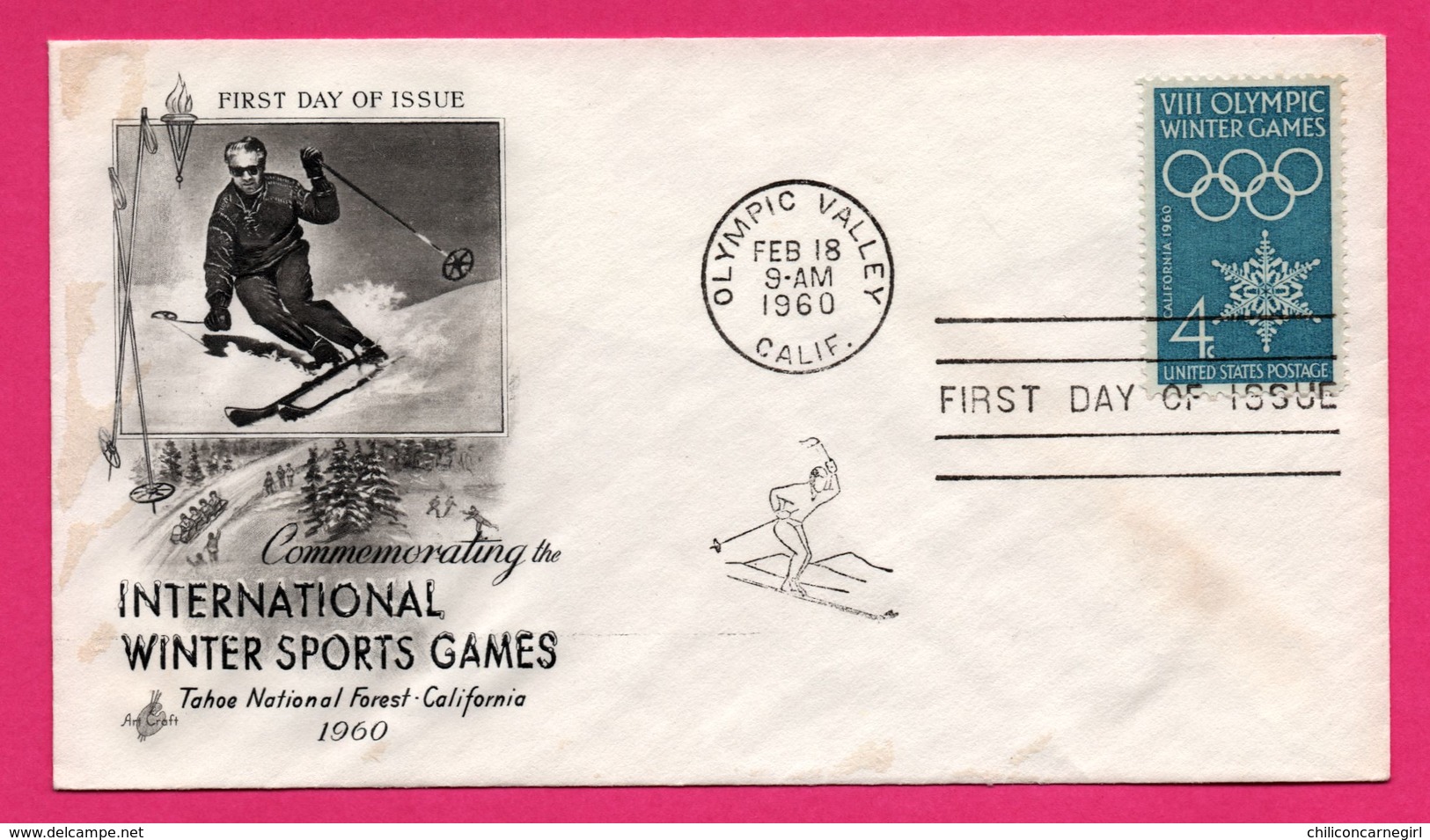 FDC - J.O. - Ski - Commemorating The Intrenational Winter Sports Games - Tahoe National Forest California 1960 - Winter 1960: Squaw Valley