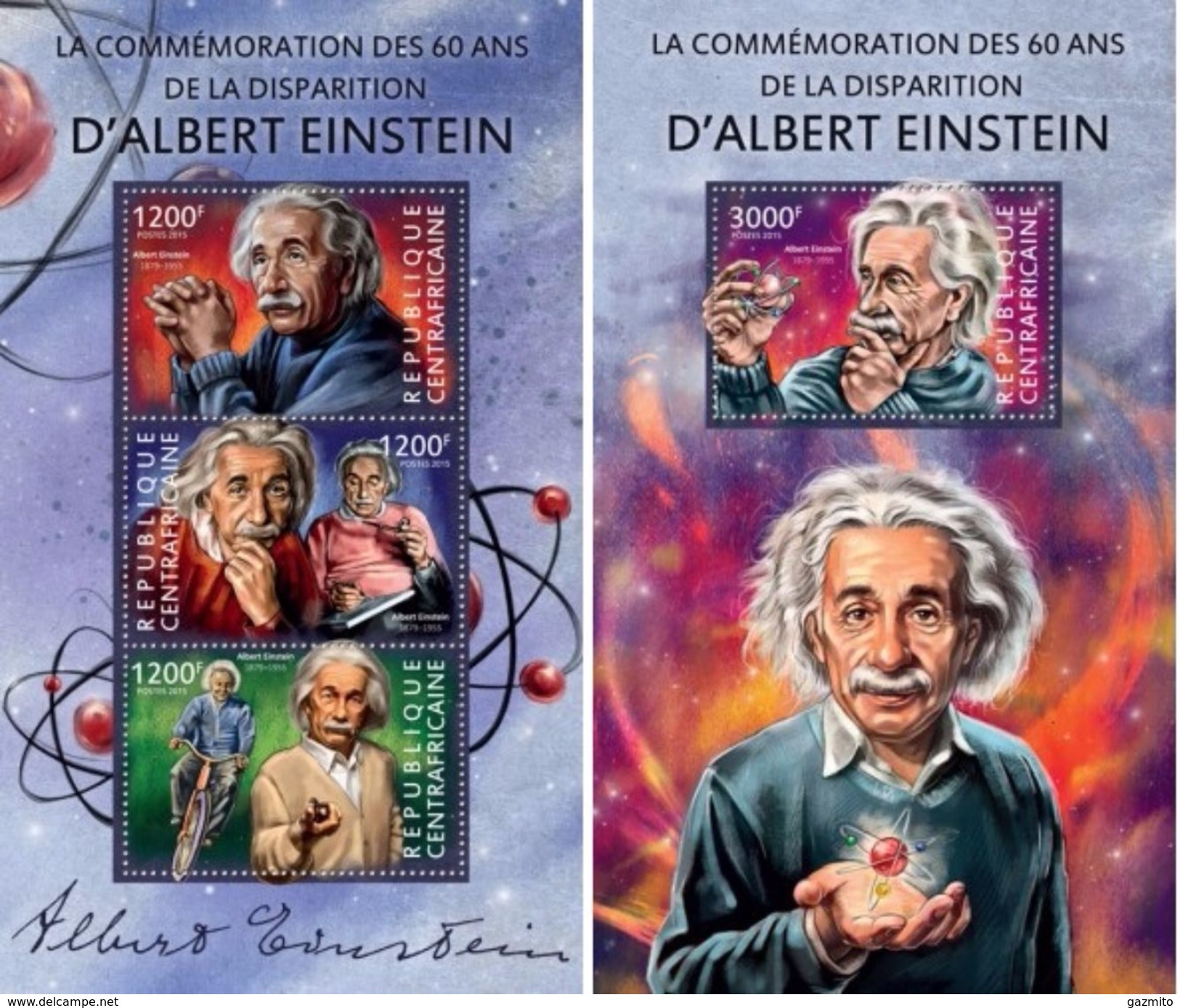 Centrafrica 2015, Albert Einstein, 3val In BF +BF - Albert Einstein