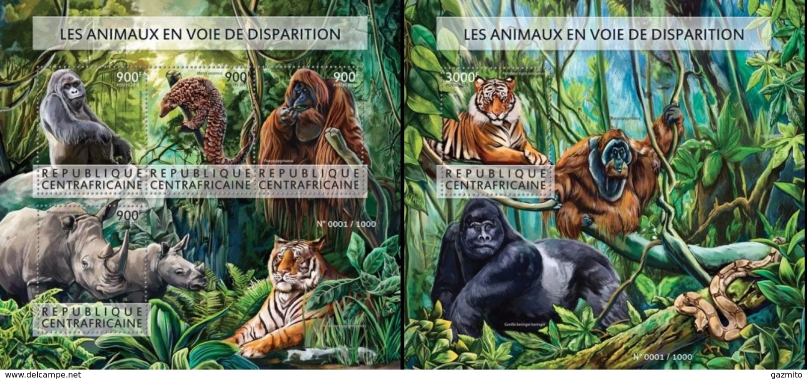 Centrafrica 2015, Animals In Danger, Tiger, Gorillas, 4val In BF +BF - Gorilla's