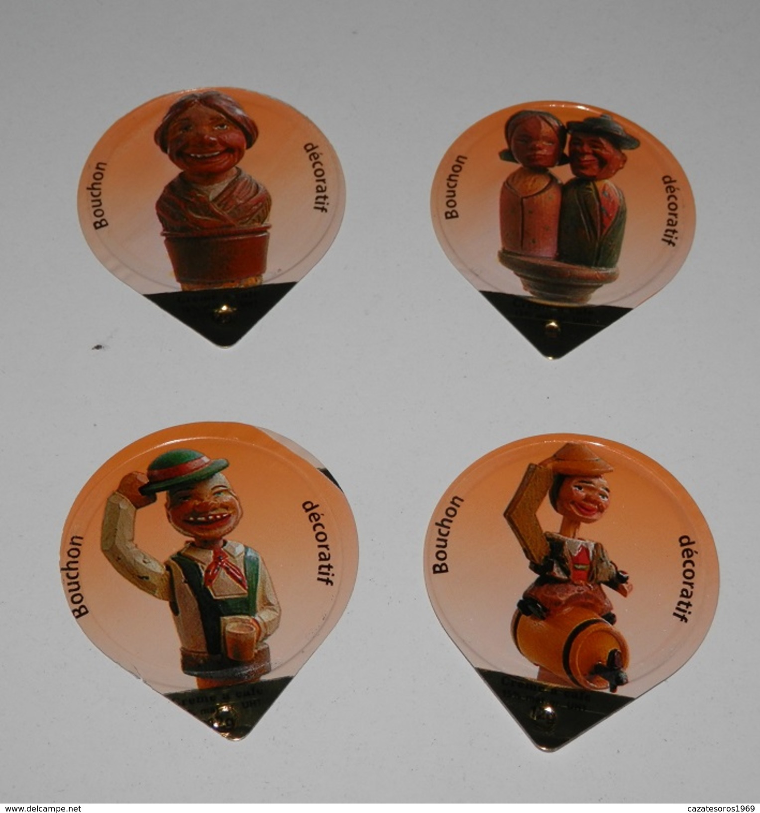 LOT DE 4 OPERCULES  CREME A CAFÉ / KAFFEERAHMDECKEL - Milk Tops (Milk Lids)