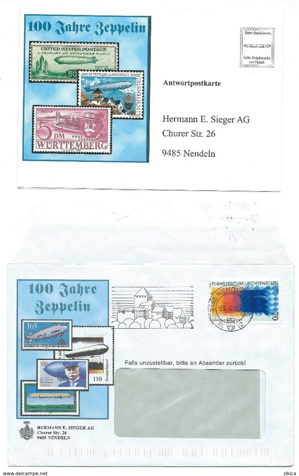 Liechtenstein Letter And Card.100 Jahre Zeppelin.Nendel - Brieven En Documenten