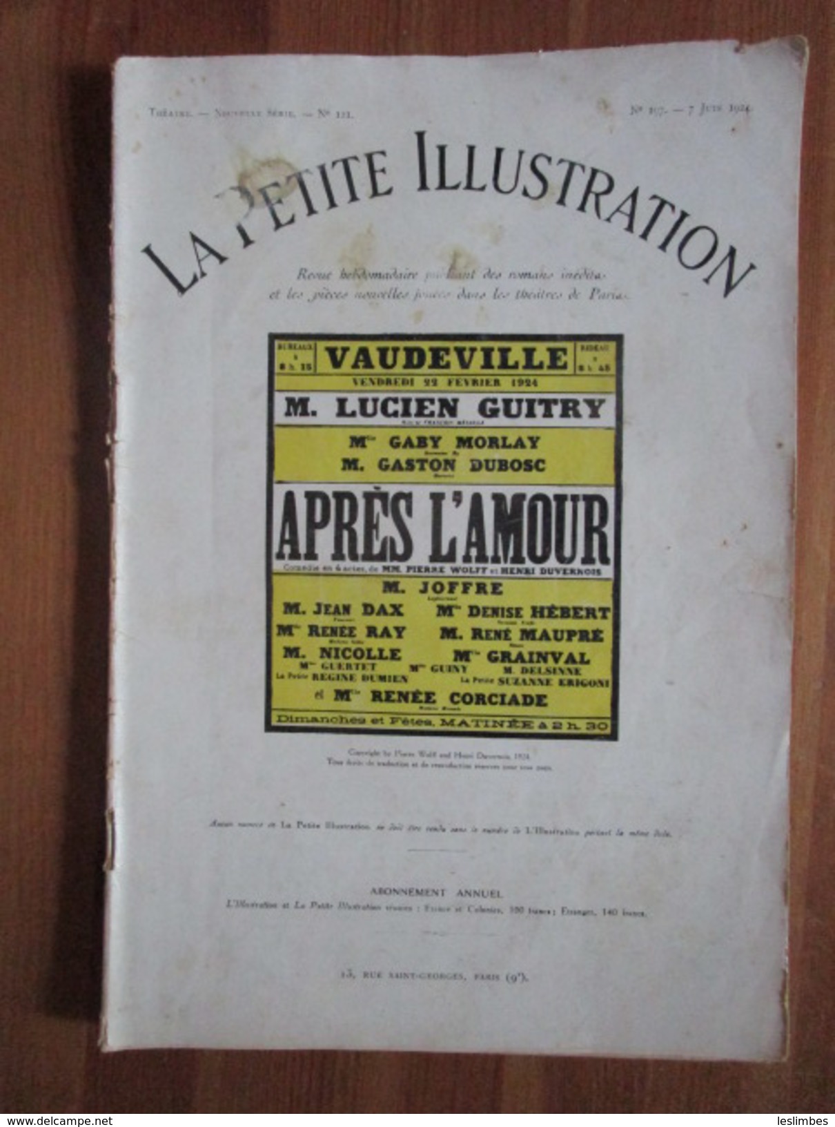 La Petite Illustration Revue Hebdomadaire,  N°197 ( Théâtre N°121 Nouvelle Serie), 7 Juin 1924 - Autres & Non Classés