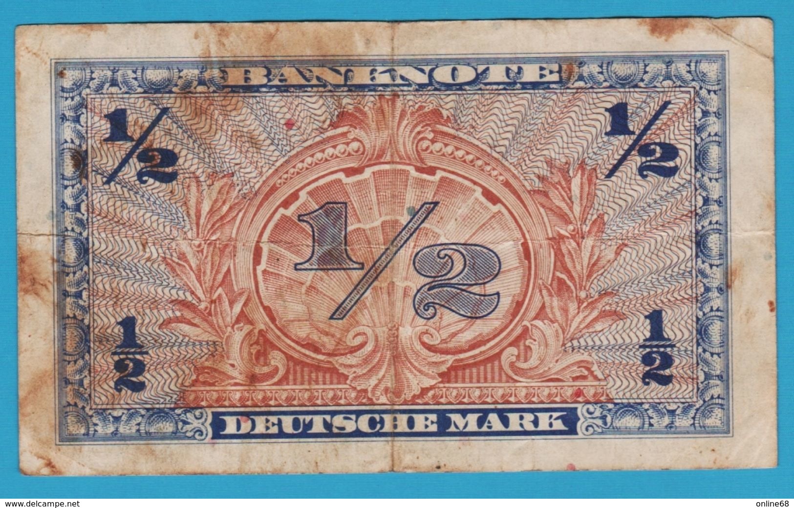 DEUTSCHLAND EINE HALBE DEUTSCHE MARK 1948 Banknote - 1/2 Mark