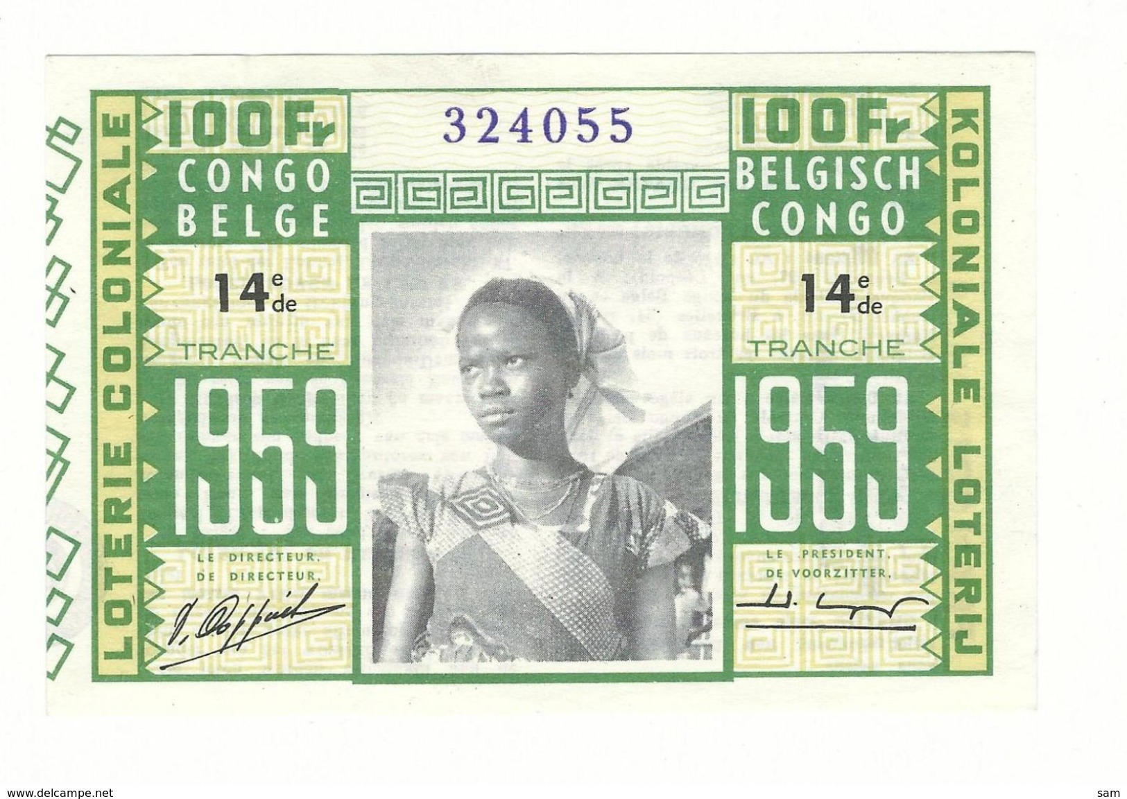 Koloniale Loterij 1959  14 Tranche 100fr / Loterie Coloniale 1959  14 Tranche 100fr - Billets De Loterie