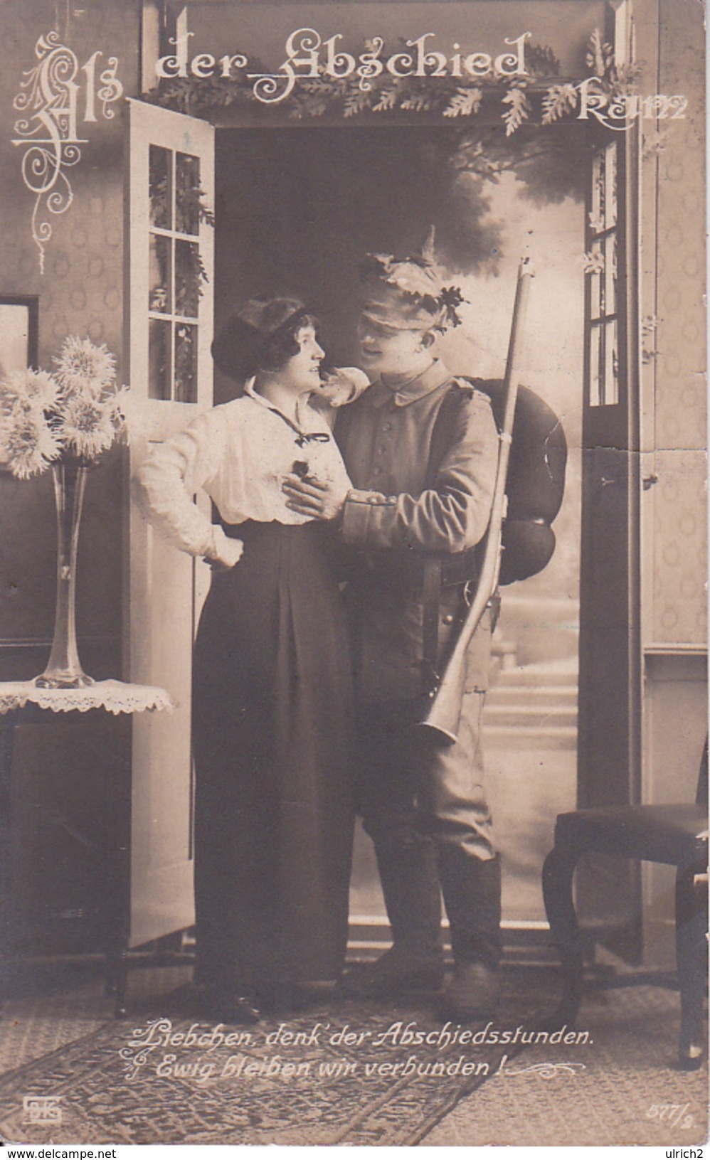 AK Deutscher Soldat Und Frau - Als Der Abschied Kam - Patriotika - Feldpost - 1916 (29351) - Guerra 1914-18