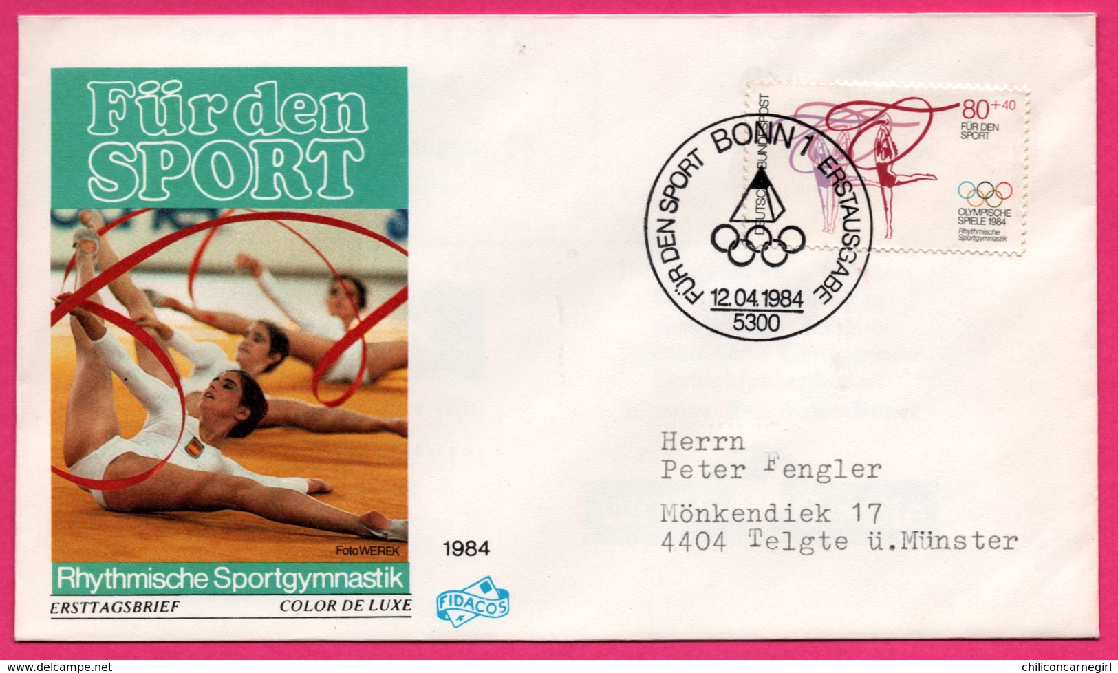 FDC - J.O. - Für Den Sport - Rhythmische Sportgymnastik - Bonn - FIDACOS  - 1984 - Timbre 80+40 - Erstaagsbrief - Gymnastique