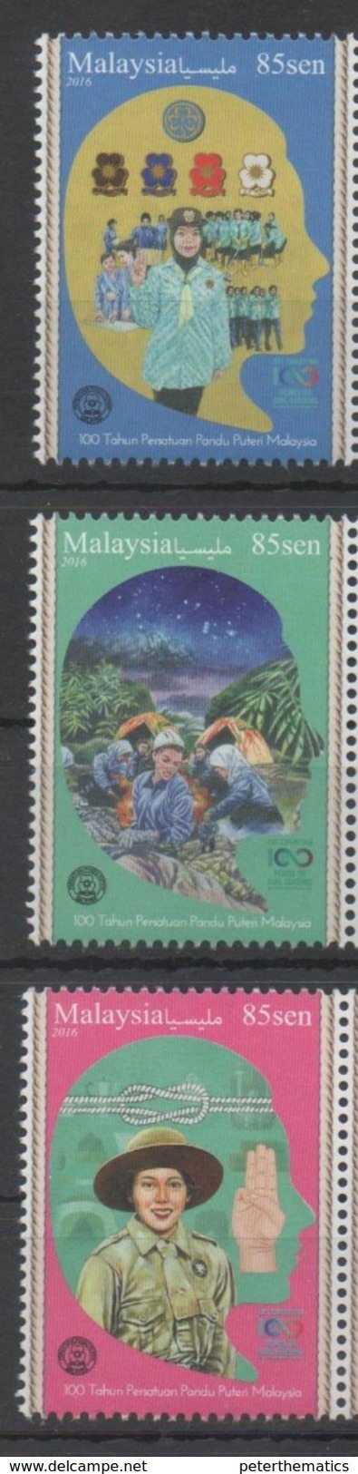 MALAYSIA, 2016, MNH, SCOUTING, GIRL GUIDES, 3v - Ungebraucht