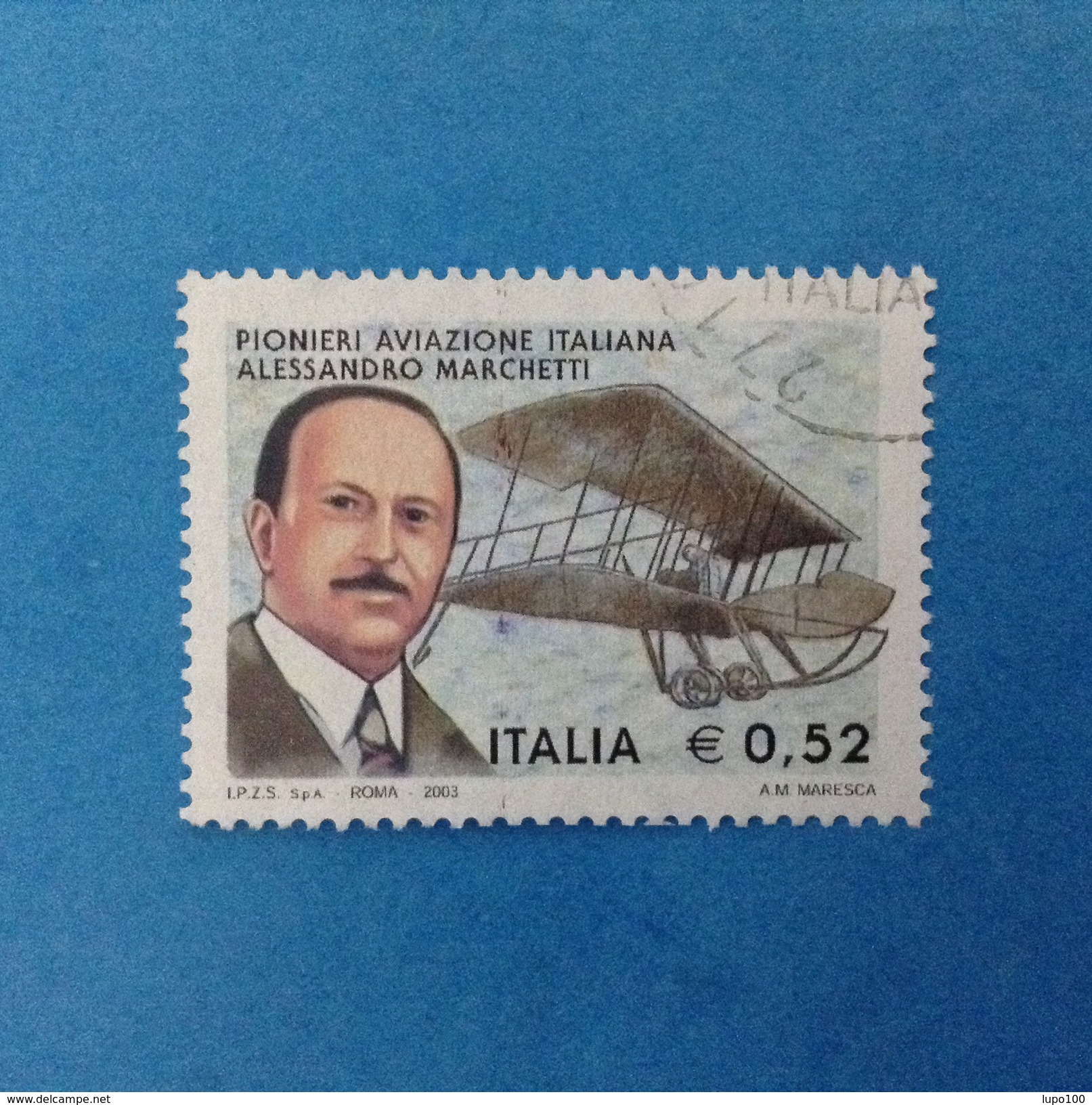 2003 ITALIA FRANCOBOLLO USATO STAMP USED - PIONIERI AVIAZIONE MARCHETTI - - 2001-10: Usati