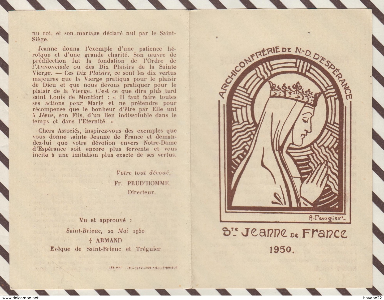 7AJ49  IMAGE PIEUSE RELIGIEUSE ARCHICONFRERIE DE ND D'ESPERANCE STE JEANNE DE FRANCE 2 SCANS - Images Religieuses