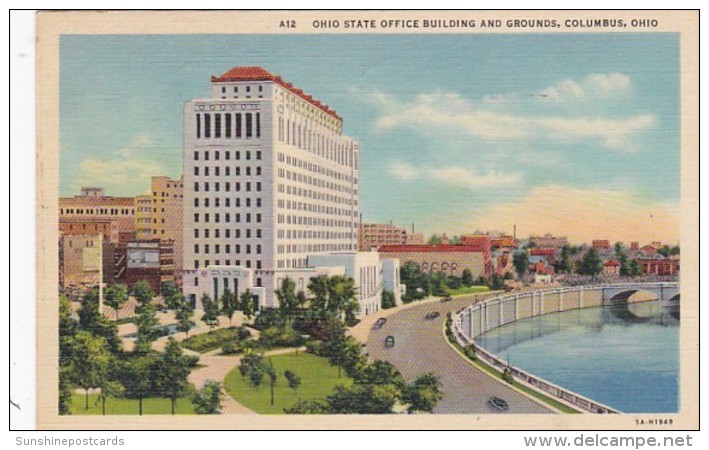 Ohio Columbus Ohio State Office Building And Grounds 1939 Curteich - Columbus