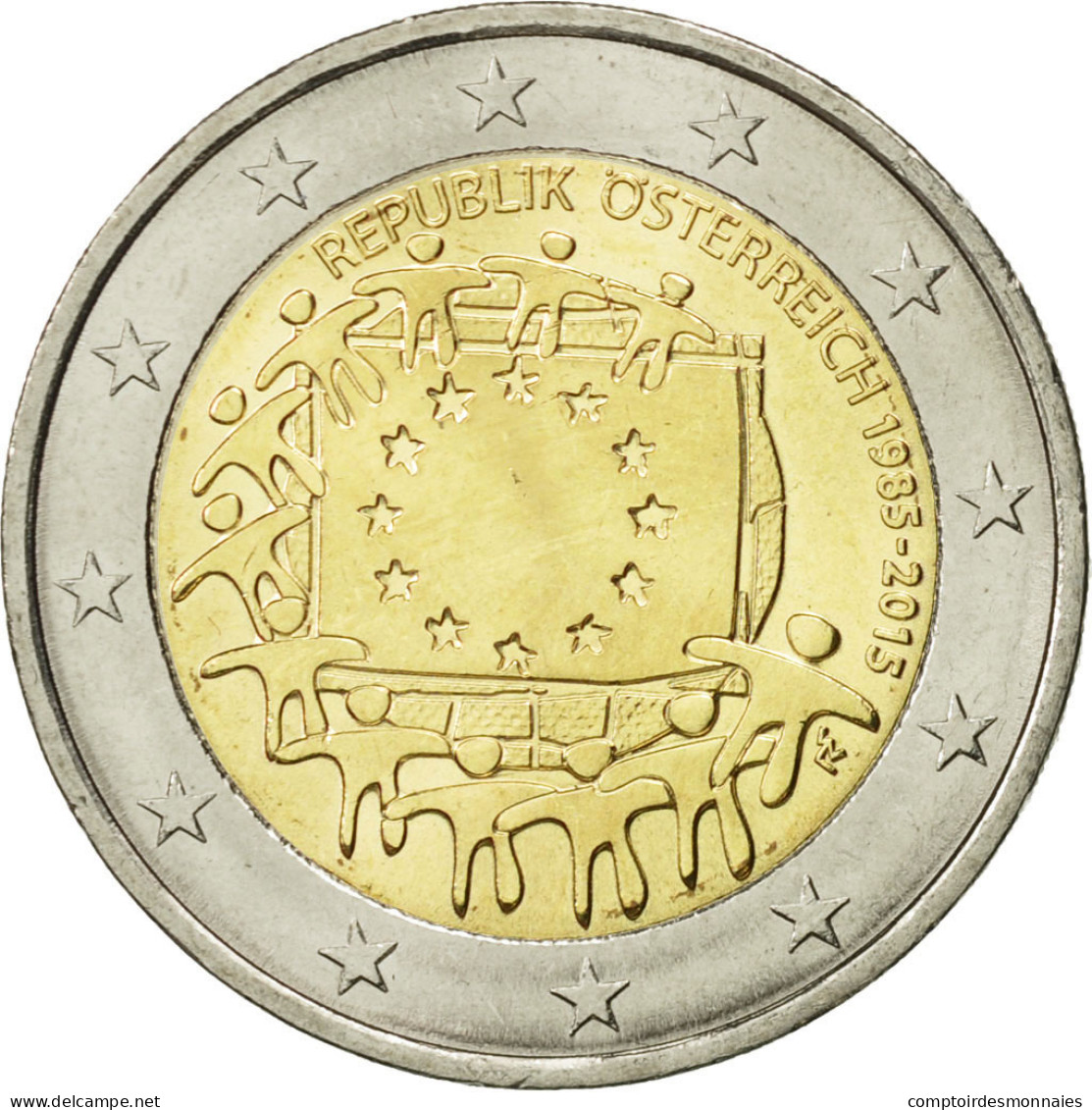 Autriche, 2 Euro, Drapeau Européen, 2015, SPL, Bi-Metallic - Autriche