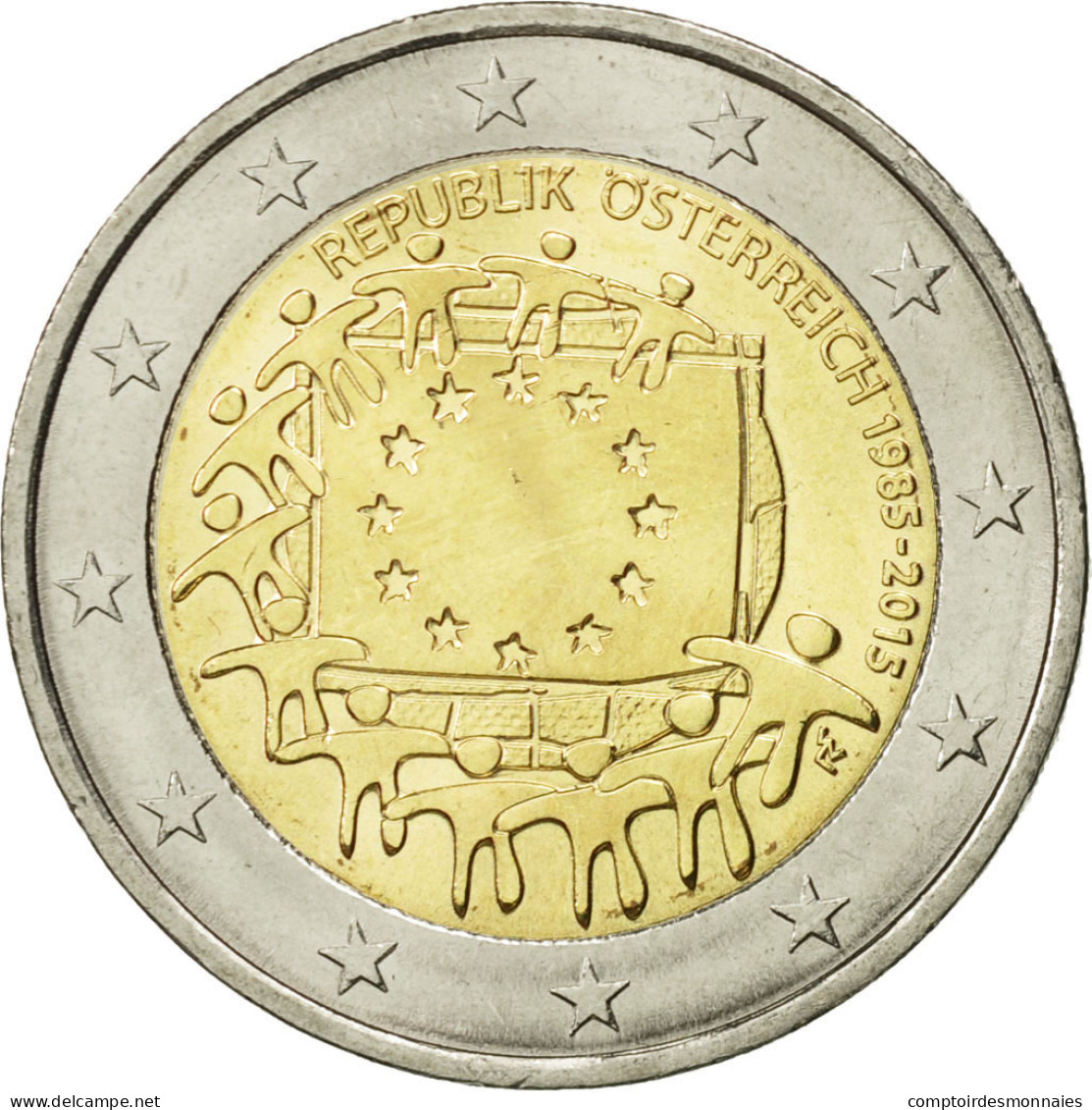 Autriche, 2 Euro, Drapeau Européen, 2015, SPL, Bi-Metallic - Austria