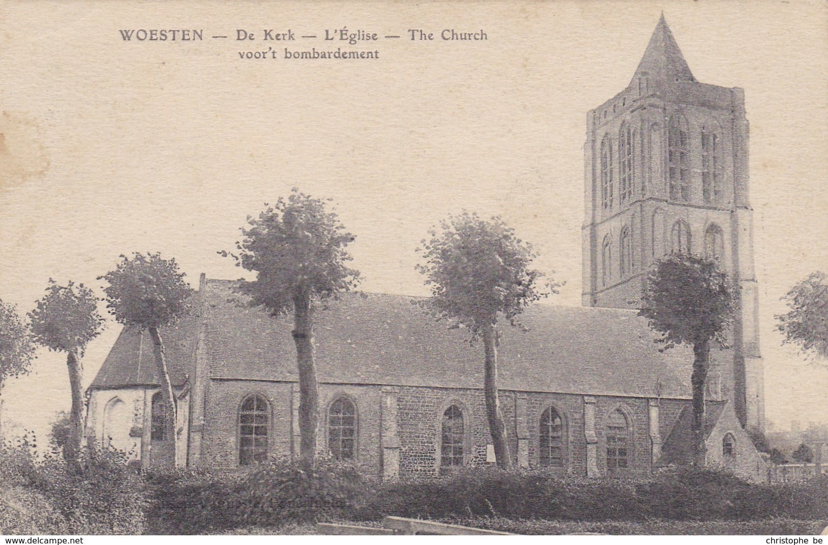 Woesten, De Kerk Voor 't Bombardement (pk36962) - Vleteren