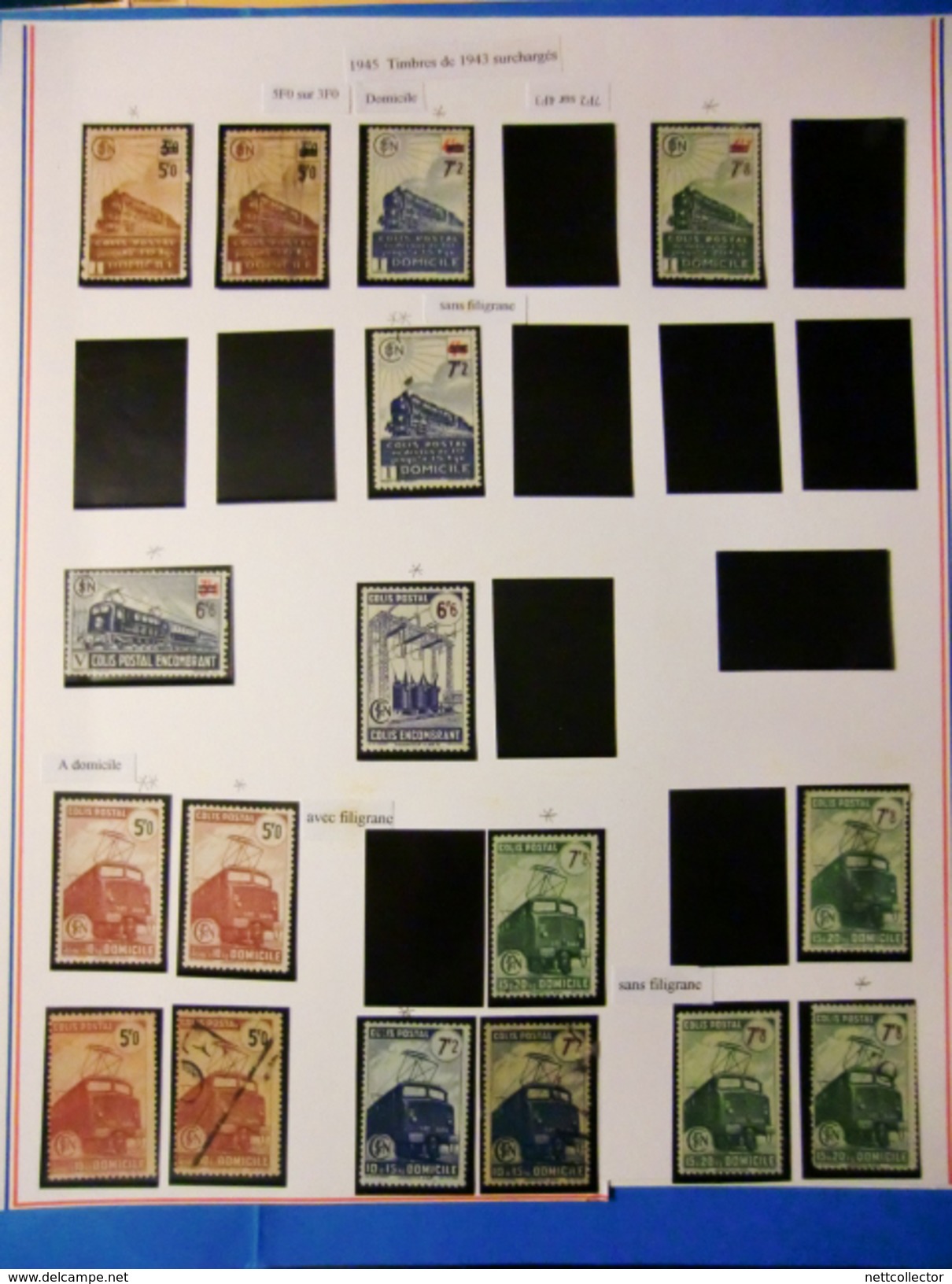 FRANCE RARISSIME COLLECTION COLIS POSTAUX 1892/0945 TB/SUP