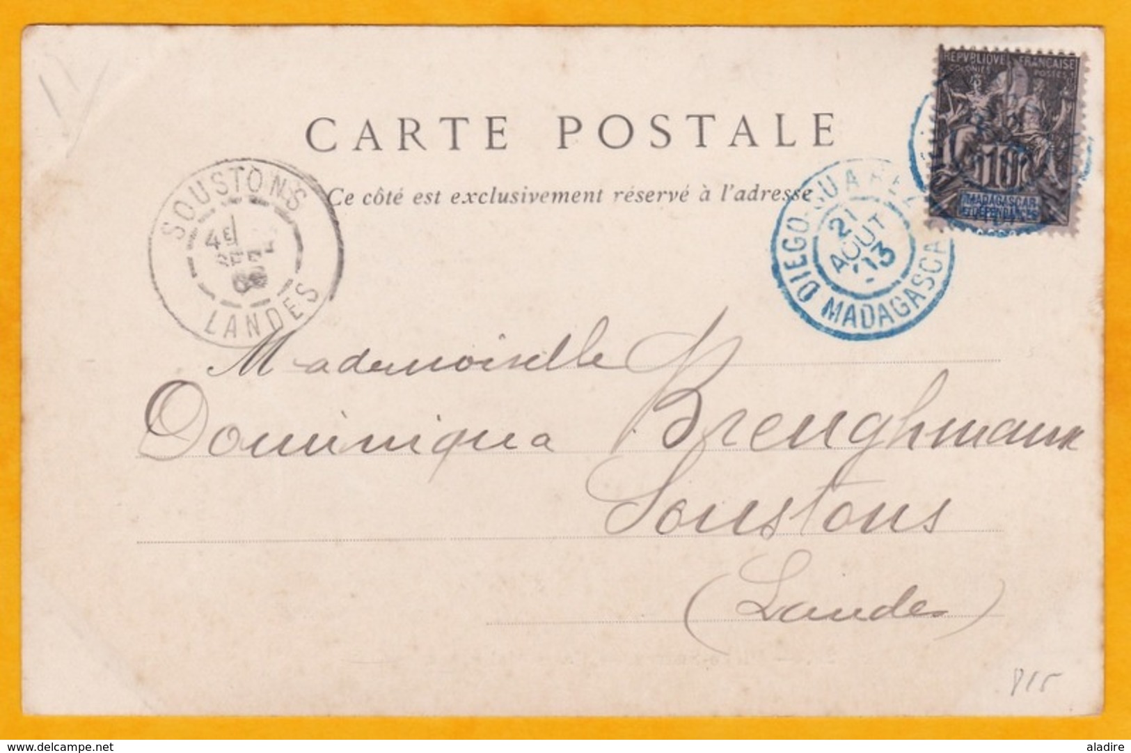 1903 - France - Madagascar - CP De Diégo Suarez Vers Soustons, Landes - Cad Arrivée - Vue Rade D' Antsirane - Covers & Documents