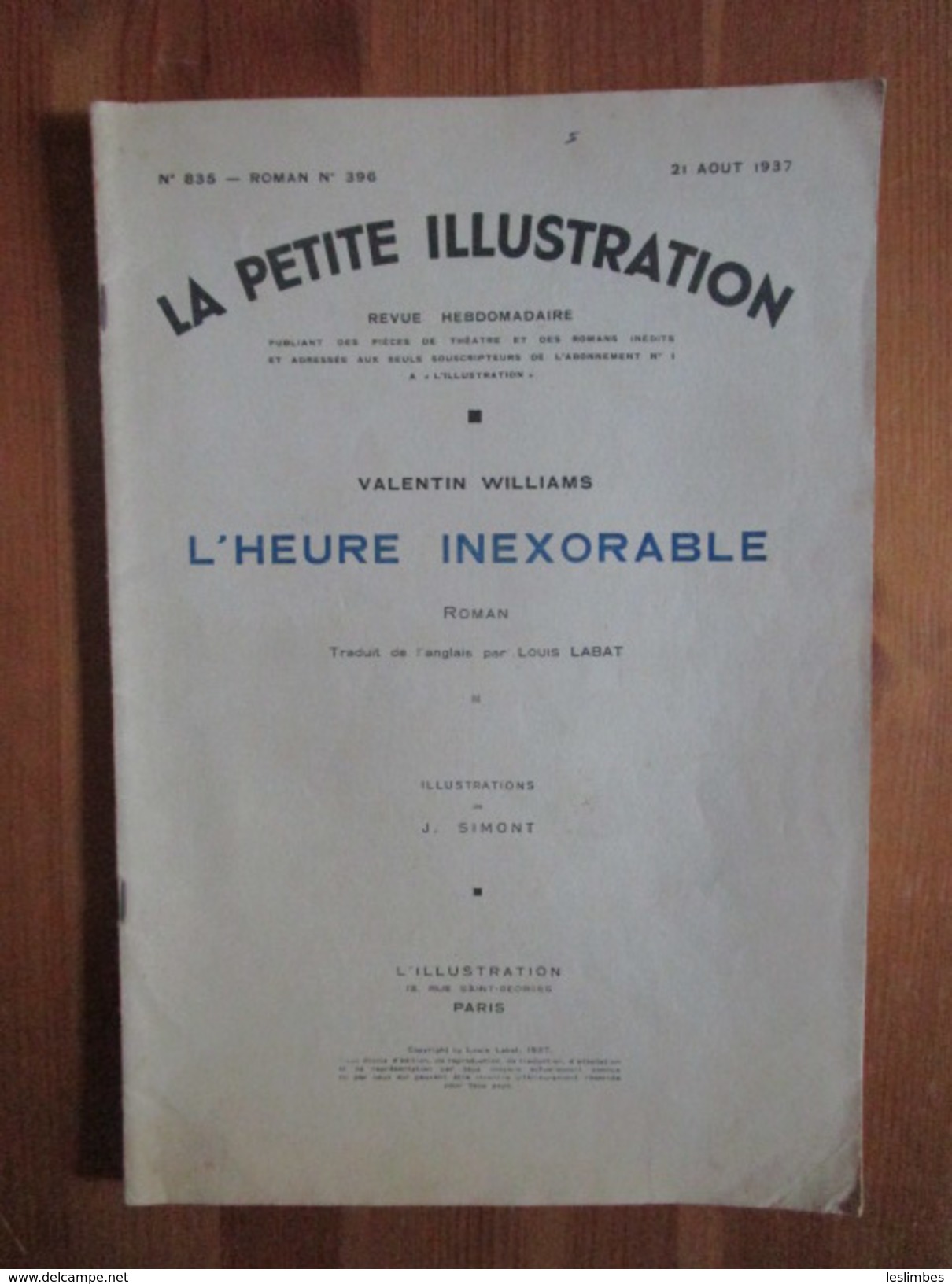 La Petite Illustration Revue Hebdomadaire,  N°835 ( Roman N°396), 21 Aout 1937 - Autres & Non Classés