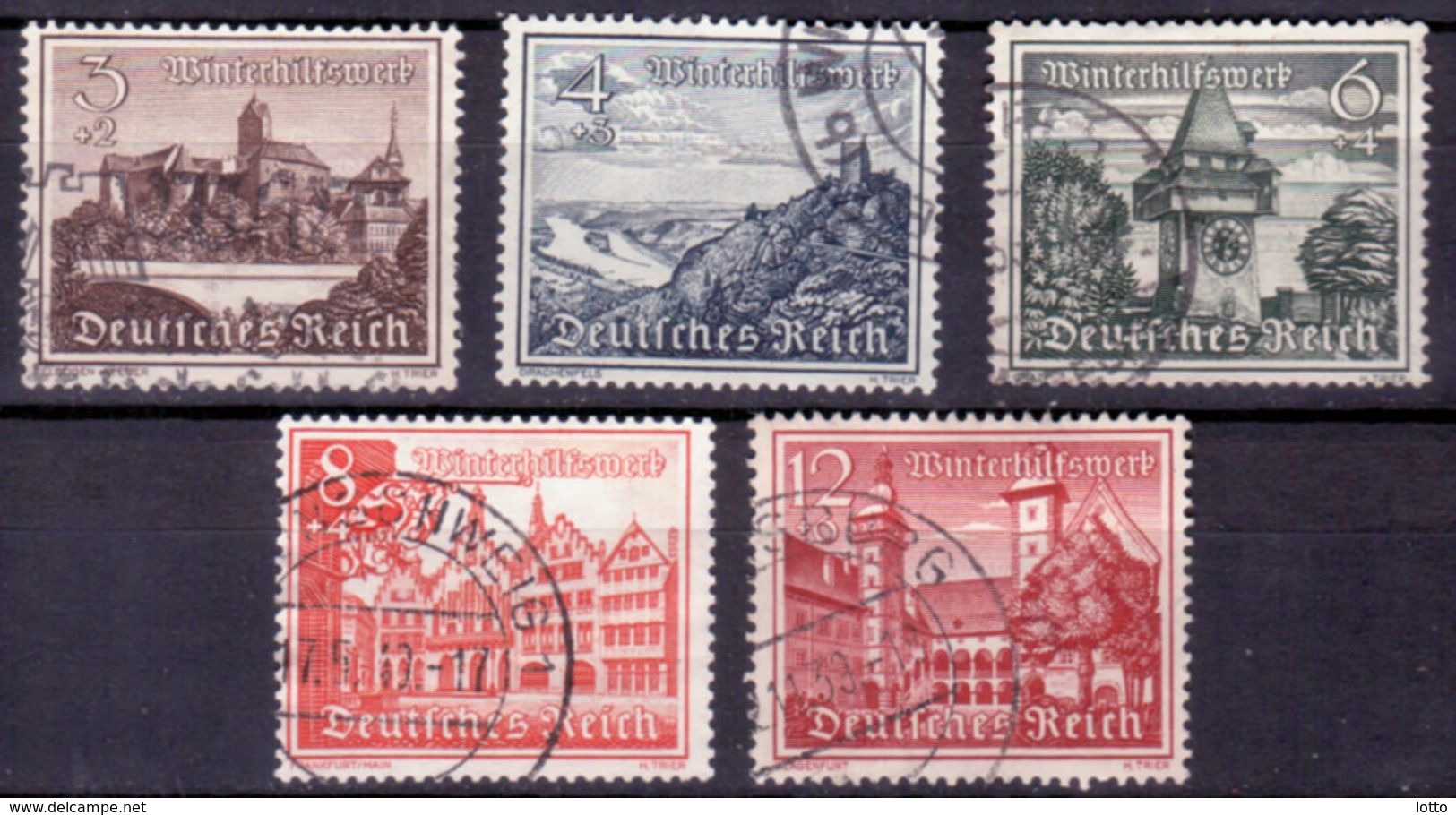 Deutsches Reich 1939, Mi.Nr. 730, 731, 733, 734, 735, Winterhilfe, Gestempelt - Oblitérés