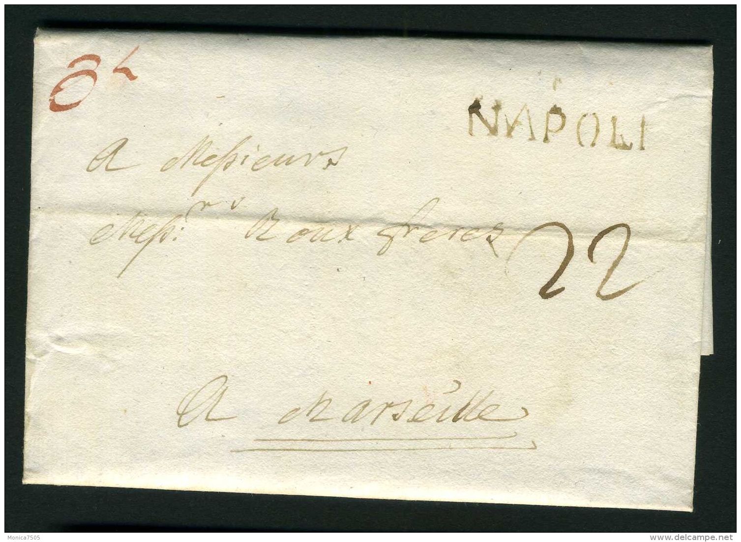 ITALIE  NAPLE : BELLE  LETTRE  DE  NAPLE  POUR  MARSEILLE  DU  8  AVRIL  1780   , A  VOIR . - Macchine Per Obliterare (EMA)