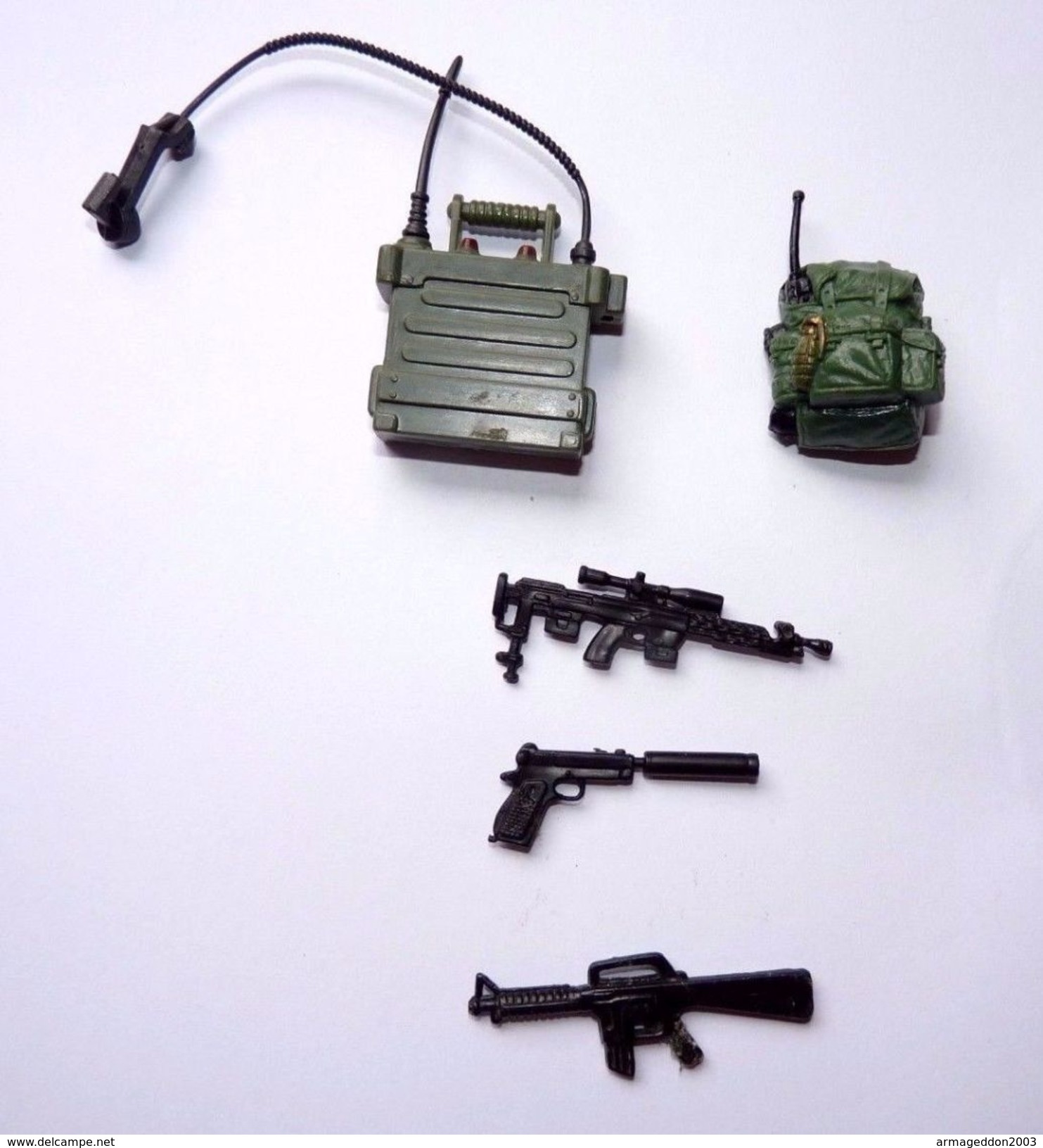 ANCIEN Lot 3 Armes + Sac + Telephone Portable GI Joe GIJOE Vintage BON ETAT - GIJö