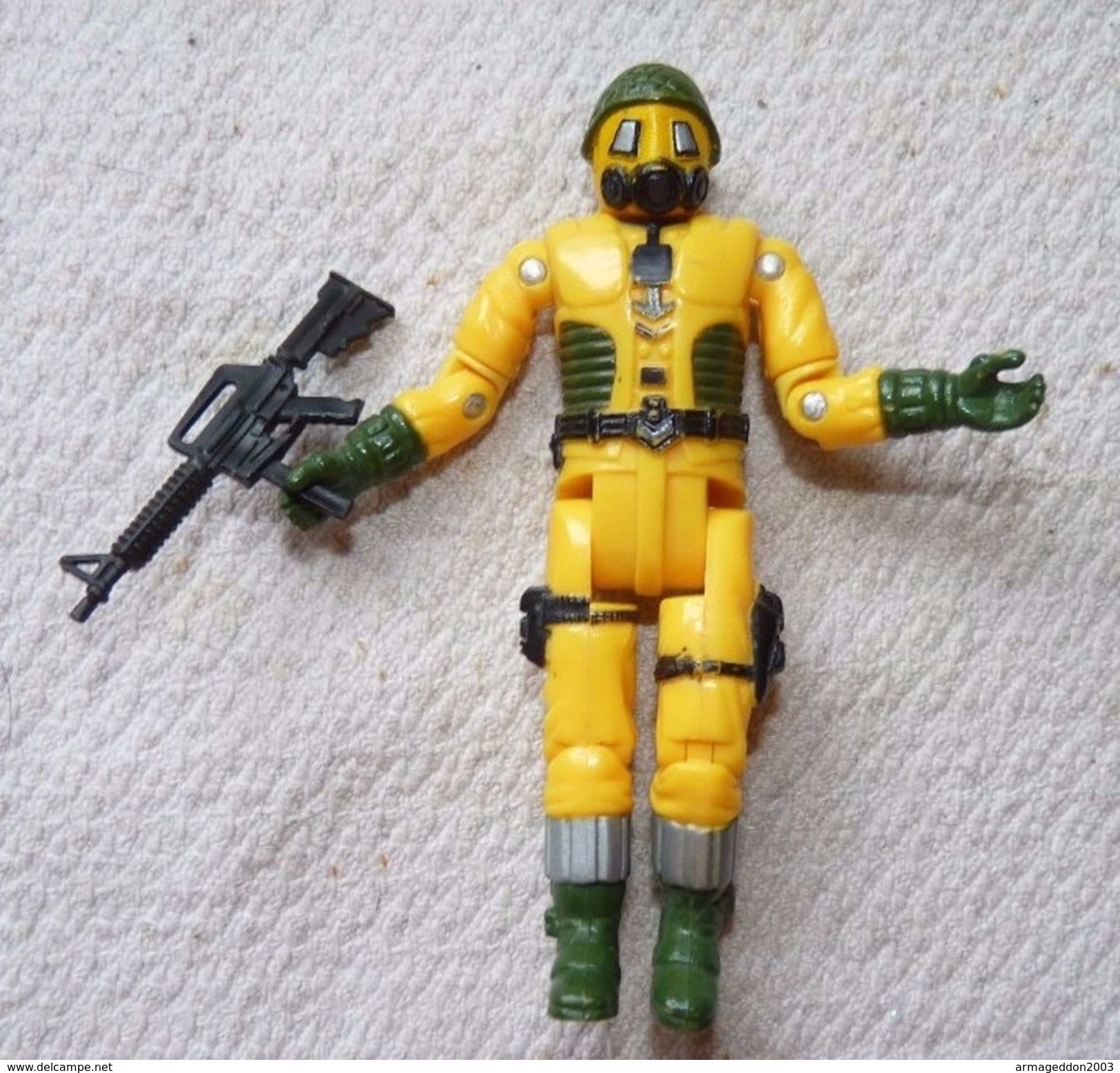 ANCIENNE Figurine GIJoe Vintage JAUNE BON ETAT Avec Arme  PAS DE MARQUE  MANQUE DE PEINTURE  POUCE 0K ARME NON D'ORIGINE - GIJoe