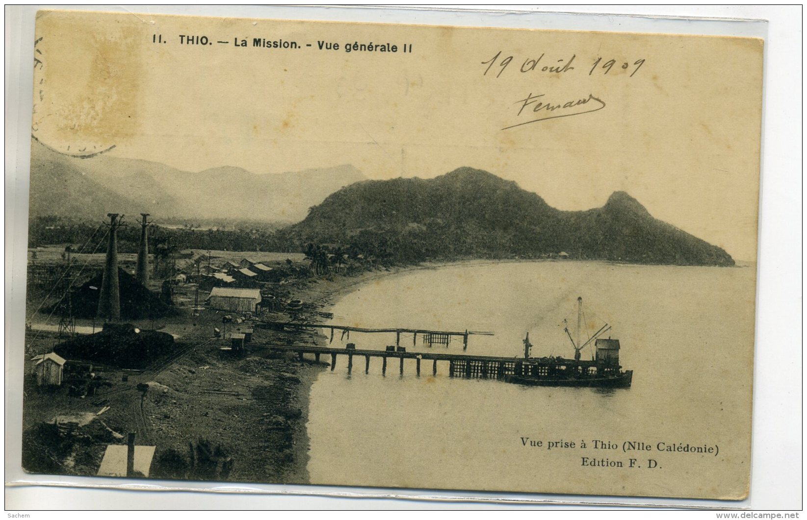 97 NOUVELLE CALEDONIE  THIO Port Jetée Cheminées Usine Bord De Mer 1909 écrite   /D12-S2017 - Nouvelle Calédonie