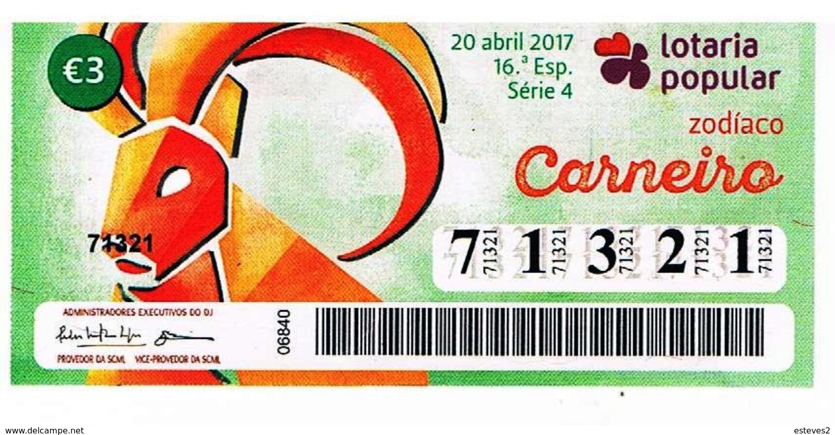 Portugal , 2017 , Lottery , Loterie , Zodiac , Zodiaque , Aires , Sheep , Carneiro - Altri & Non Classificati