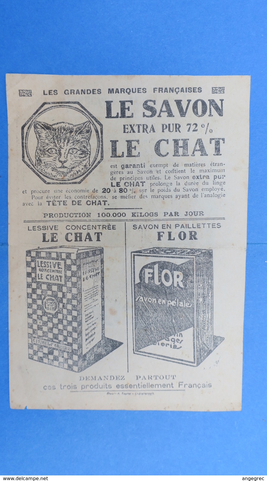 Publicité, Le Savon Le Chat, Les Grandes Marques Françaises, Avec Une Histoire Au Dos : " Mieux Vaut Tenir Que Courir " - Publicités