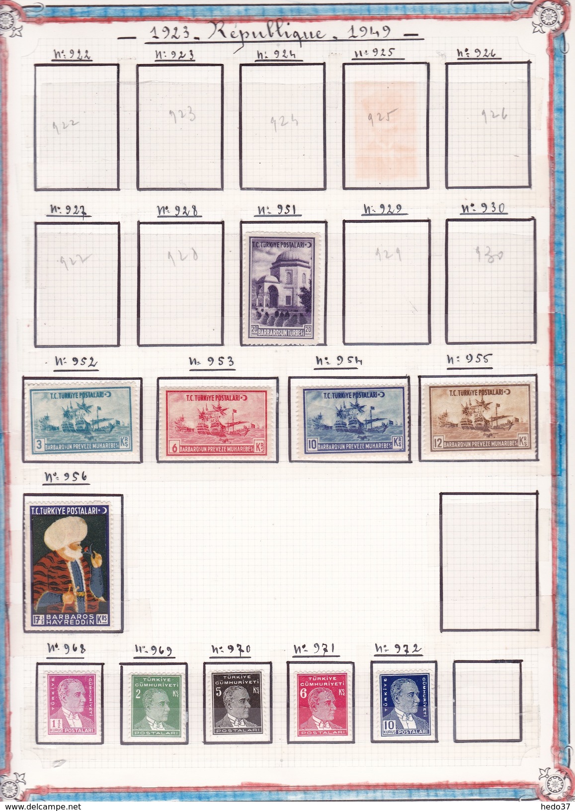 Turquie - Collection Vendue Page Par Page - Timbres Neufs */ Oblitérés - Collections, Lots & Series