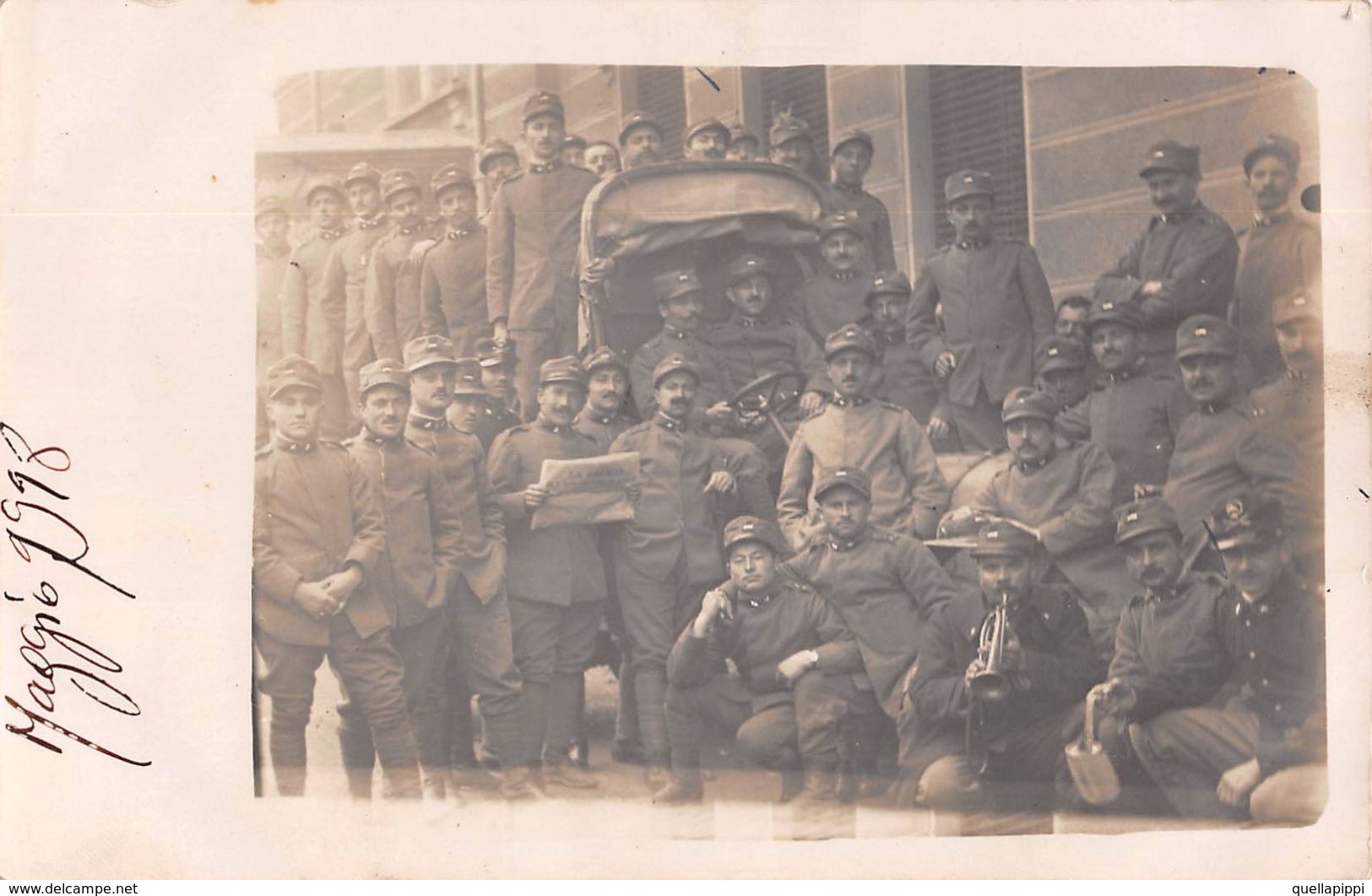 D6068 "R.E. - I G. M. - GRUPPO DI ARTIGLIERI MAGGIO 1918"   ANIMATA - FOTO ORIGINALE - Guerre, Militaire