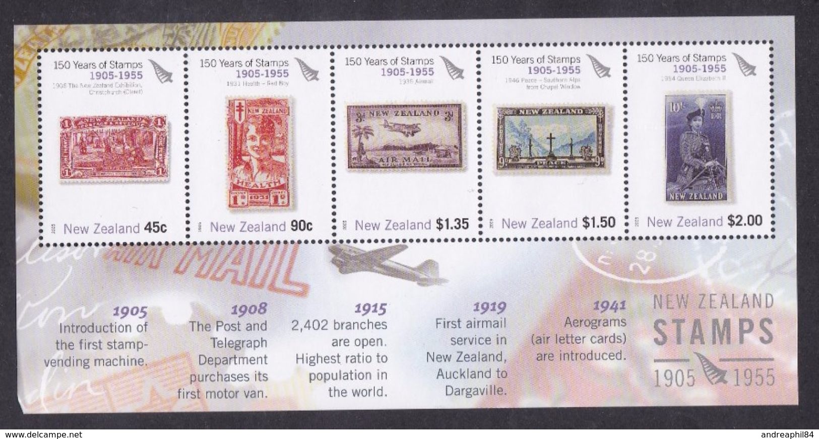 Nuova Zelanda New Zealand 2005 Bf 197 150 Anniversario Del Francobollo 2 Serie Mnh - Unused Stamps