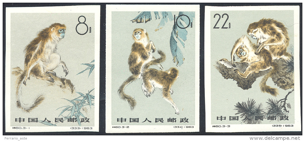 1963 - Momkeys, Complete Imperforated Set Of 3 Stamps (1498/1500), O. G. Never Hinged. ... - Autres & Non Classés