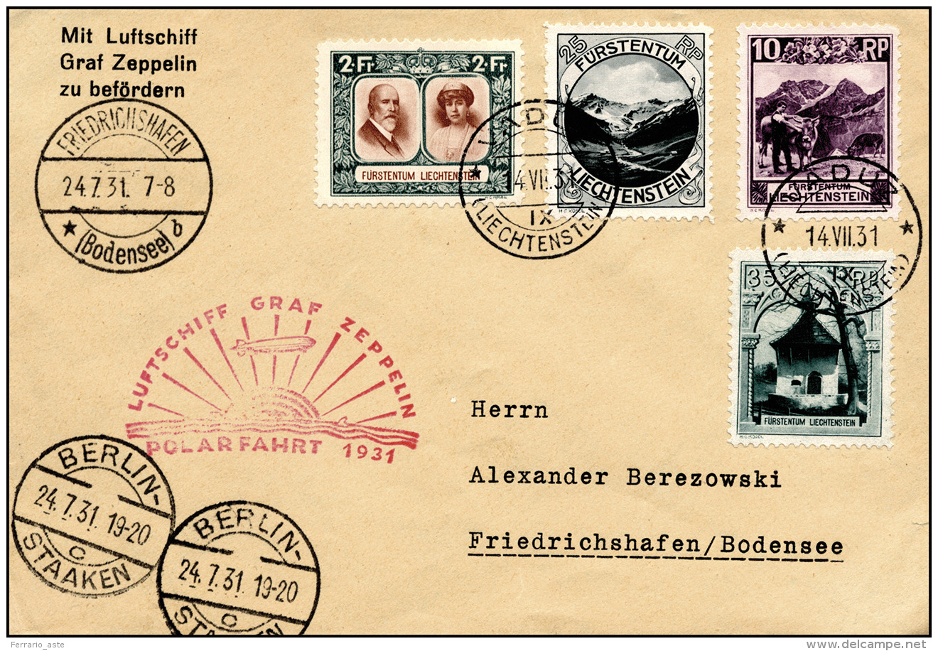 LIECHTENSTEIN POSTA AEREA 1931 - Aerogramma Affrancato Dal Liechtenstein 14/7/1931 Trasportato Con L... - Altri & Non Classificati