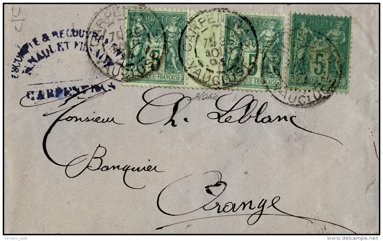 FRANCIA 1894 - 5 Cent. Verde Sage, Coppia Con Interspazio, E 5 Cent. Verde Su Verde Giallo Sage, Tut... - Autres - Europe
