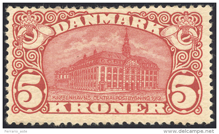 DANIMARCA 1912 - 5 K. Palazzo Delle Poste, Dent. 12 3/4 (68), Gomma Originale Integra, MNH, Perfetto... - Altri - Europa