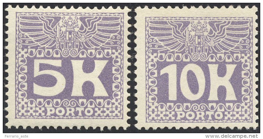 AUSTRIA SEGNATASSE 1911 - 5 K. E 10 K. Alti Valori (44/45), Gomma Originale Integra, Perfetti, MNH. ... - Autres - Europe