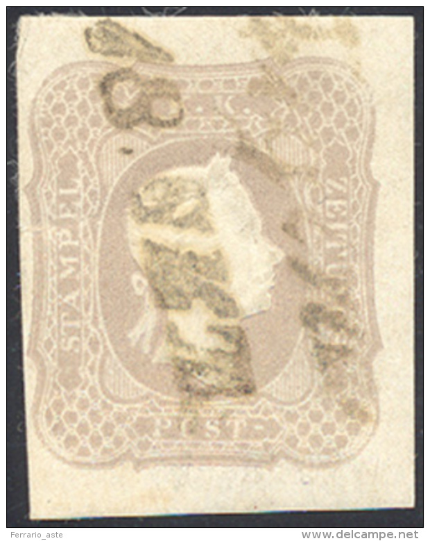 AUSTRIA GIORNALI 1861 - 1,05 K. Lilla Grigio Chiaro (7a), Usato, Perfetto. Cert. Raybaudi. ... - Autres - Europe