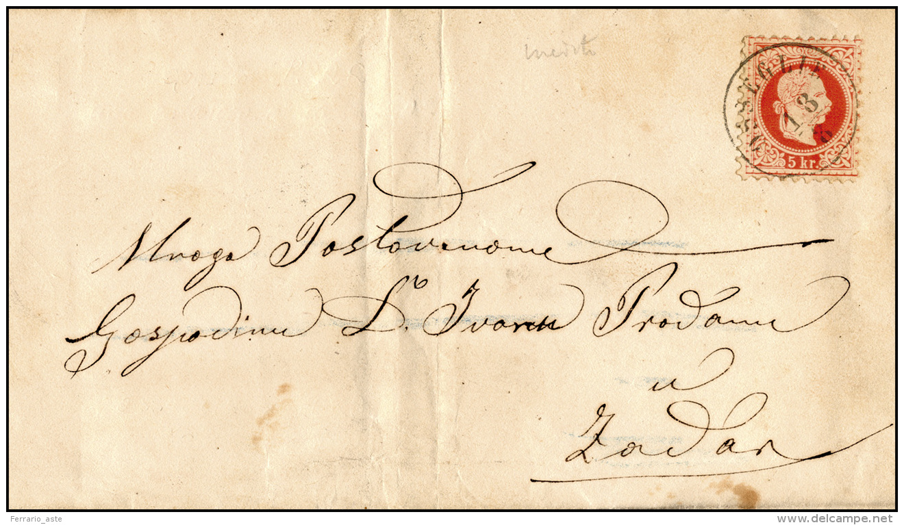 AUSTRIA 1867 - 1 K. Francesco Giuseppe (34), Su Sovracoperta Di Lettera Da Osseglie 18/8 (Sass. Punt... - Autres - Europe