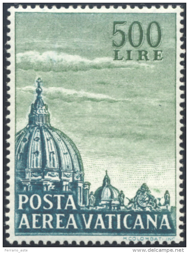 1958 - 500 Lire Cupolone, Dent. 14 (33/I), Filigrana Letterea 10/10, Ben Centrato, Gomma Originale I... - Poste Aérienne