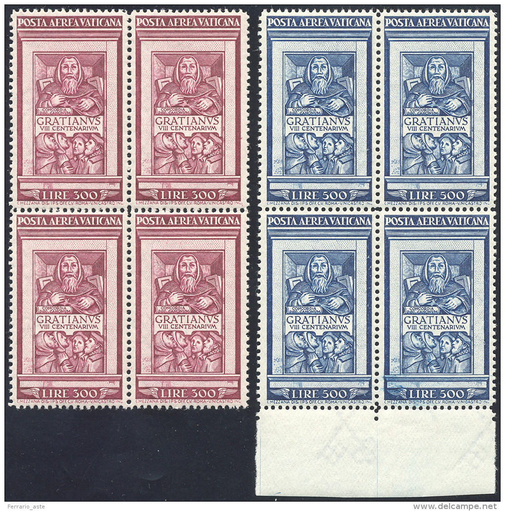 1951 - Graziano (20/21), Blocchi Di Quattro, Gomma Originale Integra, Perfetti. Belli! Cert. Diena. ... - Airmail