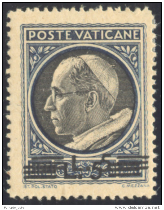 1945 - 5 Lire Su 2,50 Lire Medaglioncini, Doppia Soprastampa (107b), Gomma Originale, Perfetto. Ferr... - Autres & Non Classés